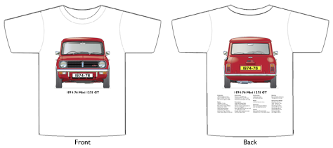 Mini 1275 GT 1974-76 T-shirt Front & Back